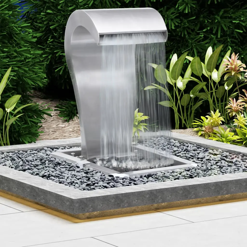 Cascata da Giardino Argento 52,4x34,2x82 cm in Acciaio Inox