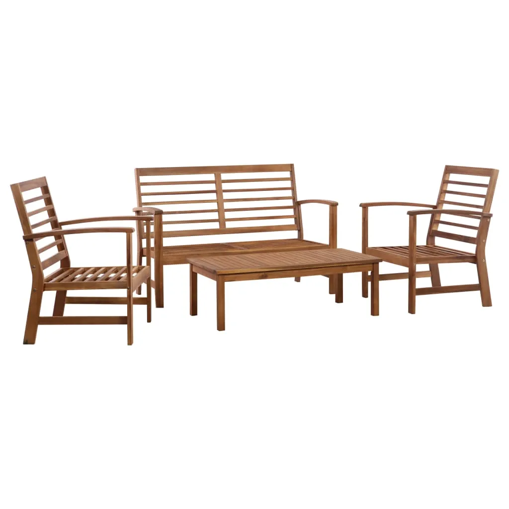 vidaXL Set Divani da Giardino 4 pz in Legno Massello di Acacia