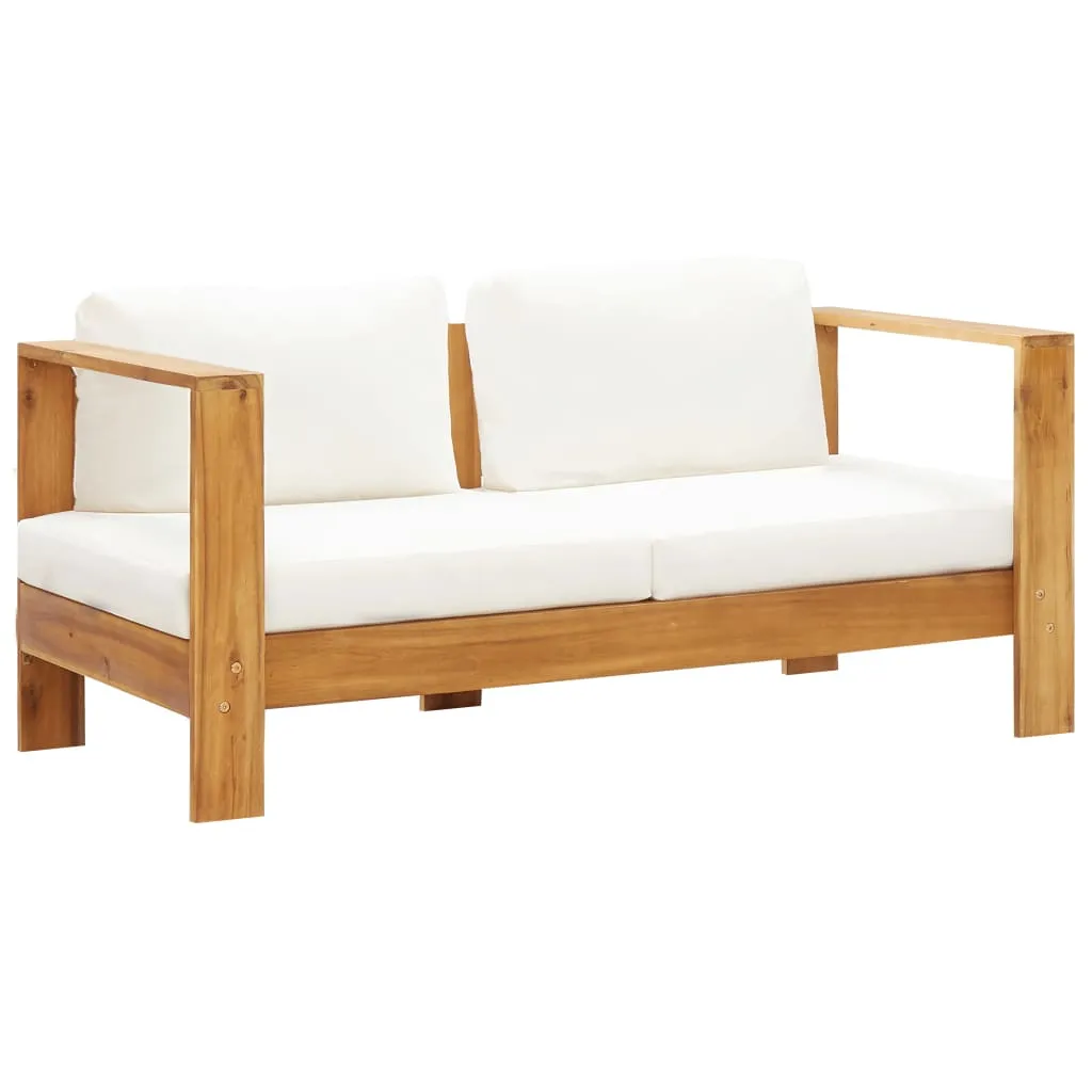 vidaXL Sedia da Giardino con Cuscino 140 cm Bianco Crema Legno Acacia