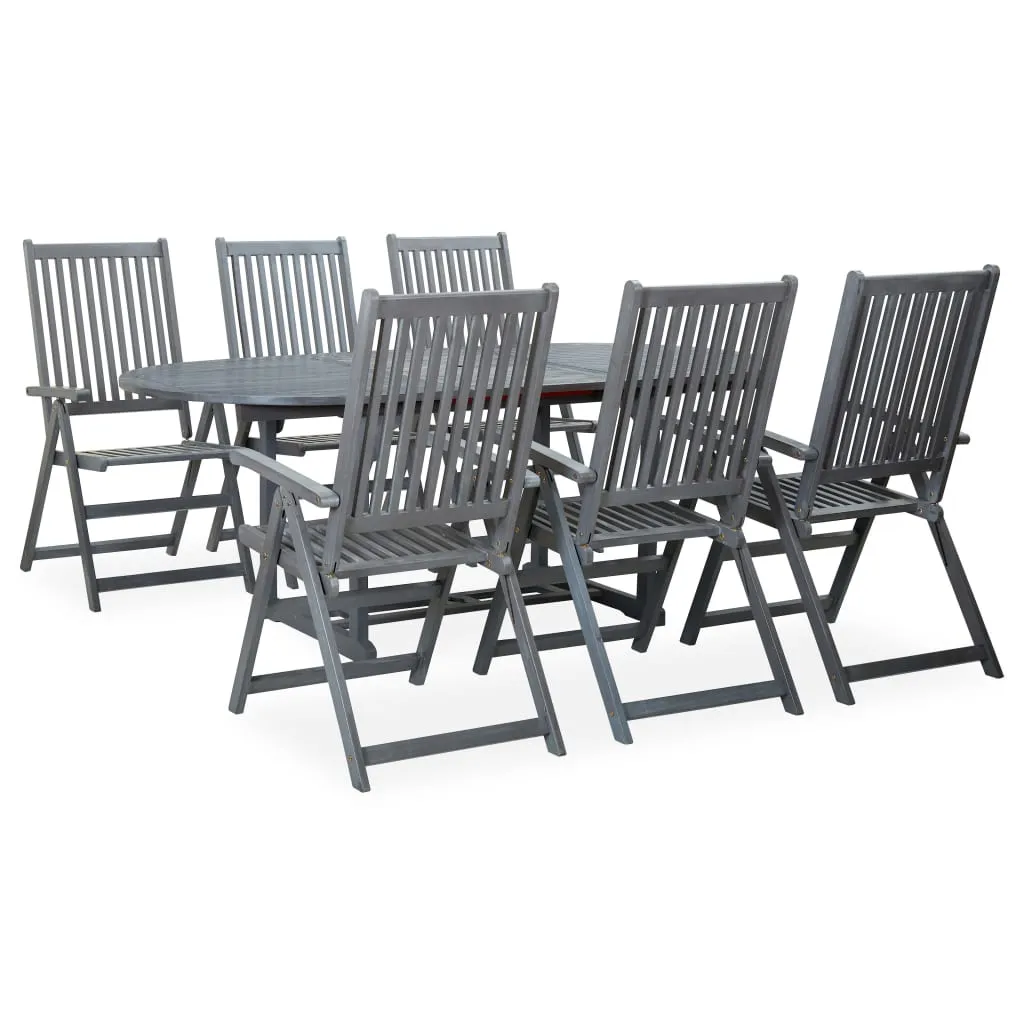 vidaXL Set da Pranzo da Giardino 7 pz Legno Massello di Acacia Grigio