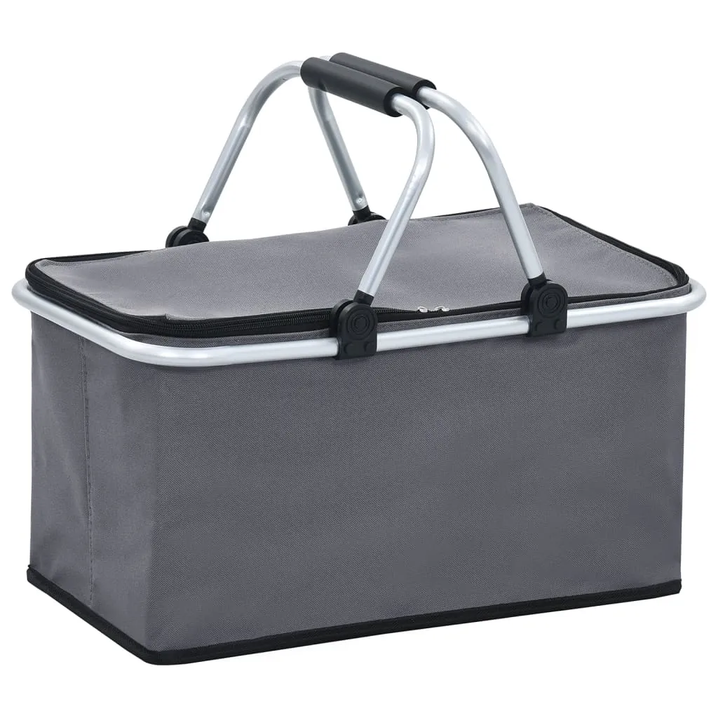 vidaXL Borsa Frigo Pieghevole Grigia 46x27x23 cm in Alluminio