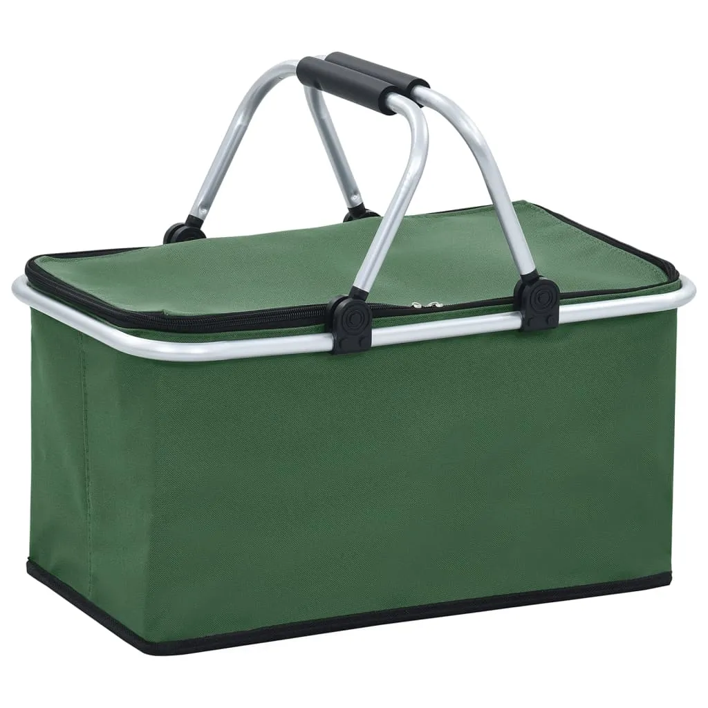 vidaXL Borsa Frigo Pieghevole Verde 46x27x23 cm in Alluminio