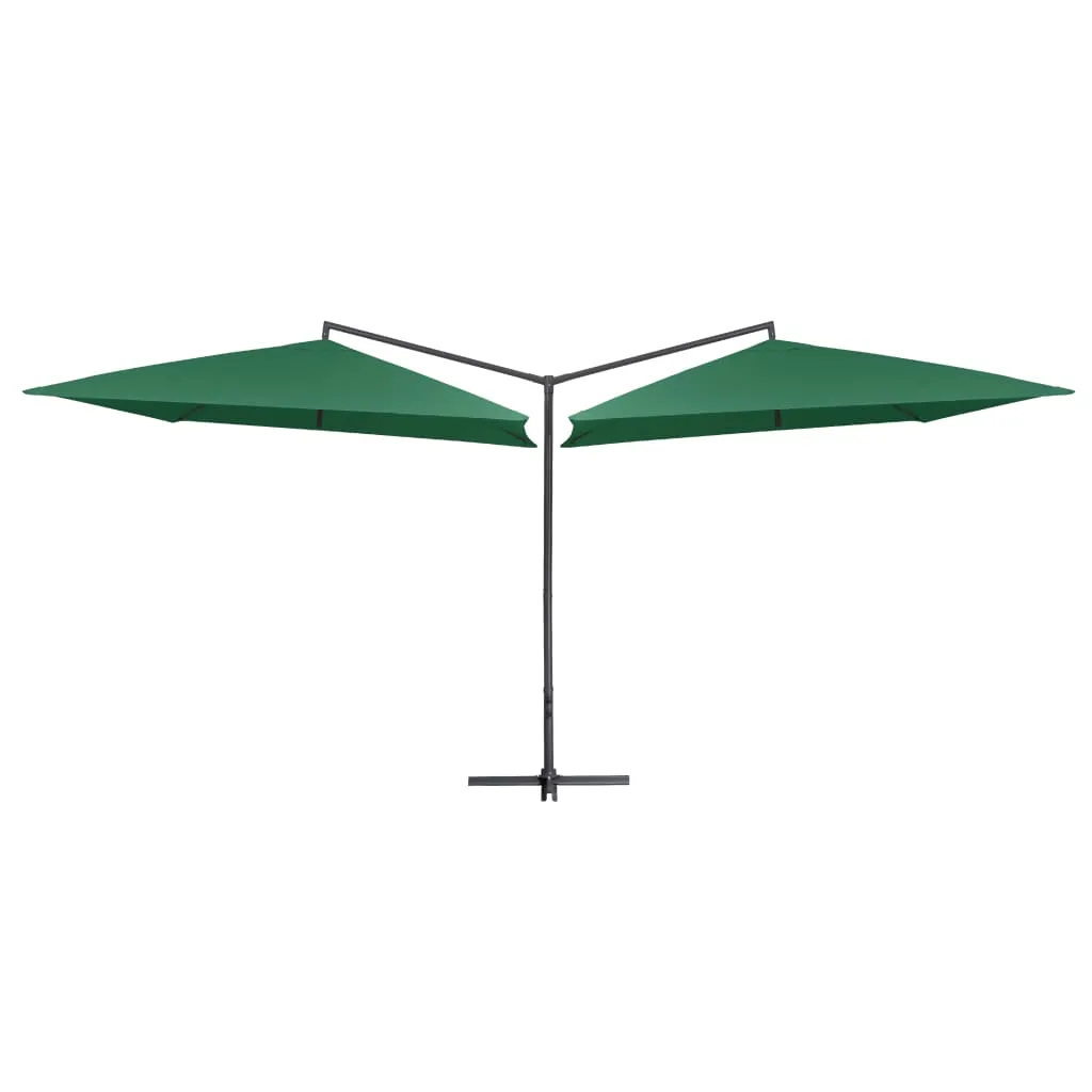 vidaXL Ombrellone Doppio con Palo in Acciaio 250x250 cm Verde