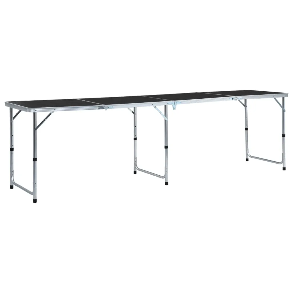 vidaXL Tavolo da Campeggio Pieghevole in Alluminio Grigio 240x60 cm