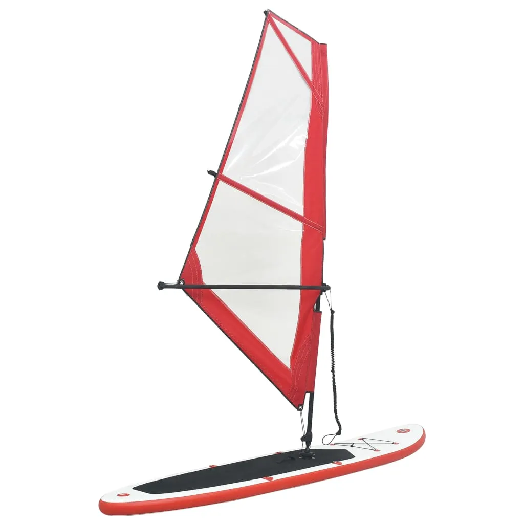 vidaXL Set Tavola Gonfiabile da SUP con Vela Rosso e Bianco