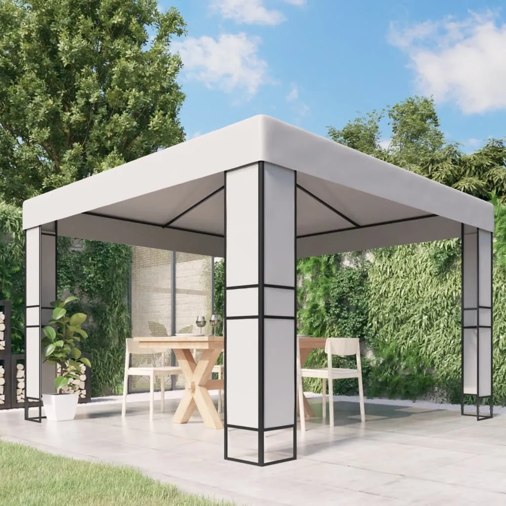 vidaXL Gazebo con Tetto Doppio 3 x 3 m Bianco