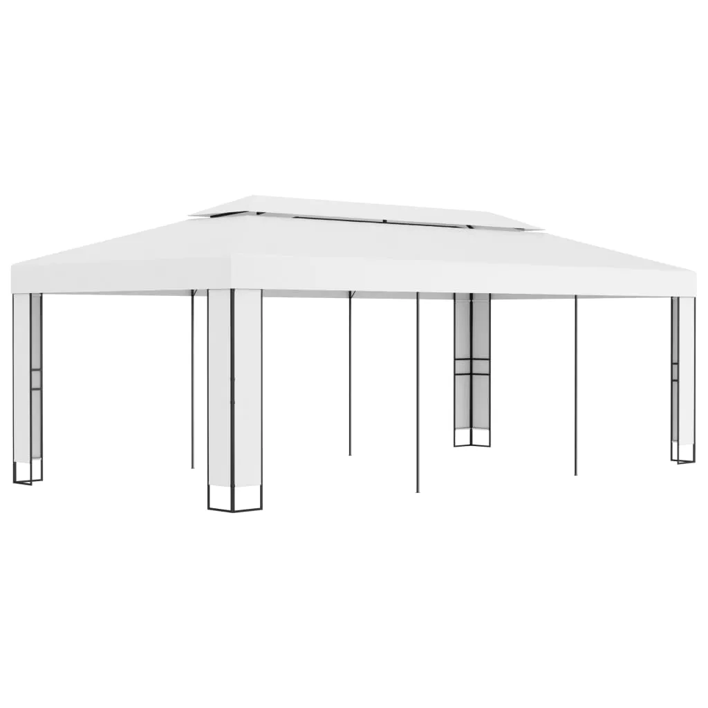 vidaXL Gazebo con Tetto Doppio 3 x 6 m Bianco