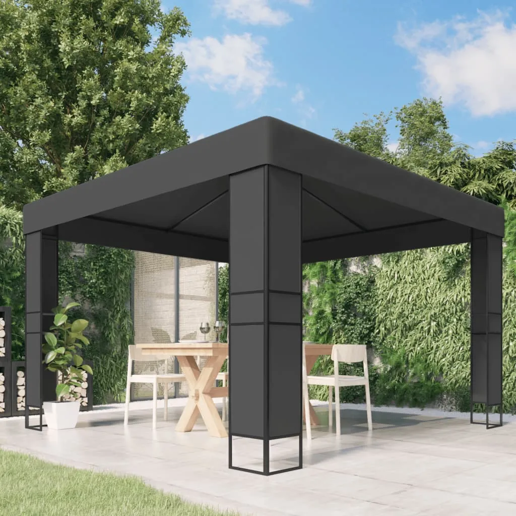 vidaXL Gazebo con Tetto Doppio 3x3 m Antracite