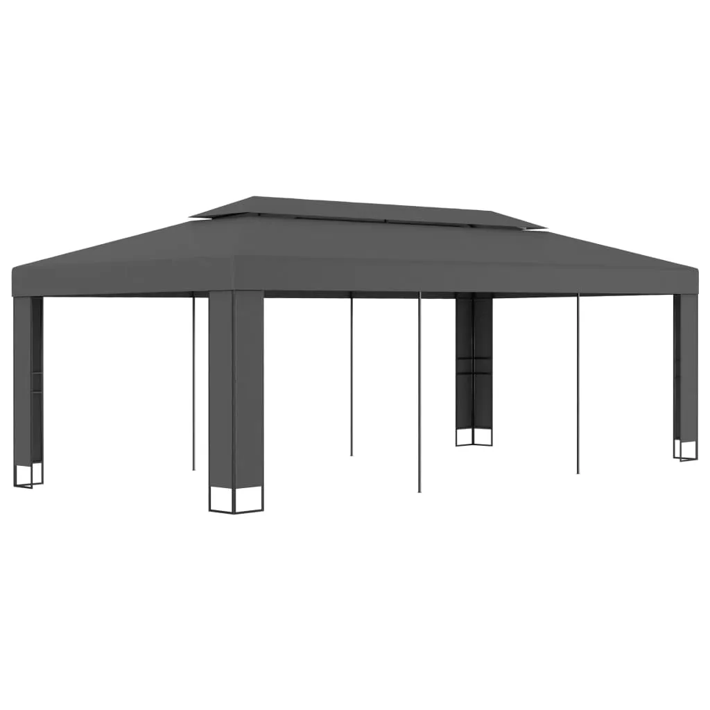 vidaXL Gazebo con Tetto Doppio 3x6 m Antracite