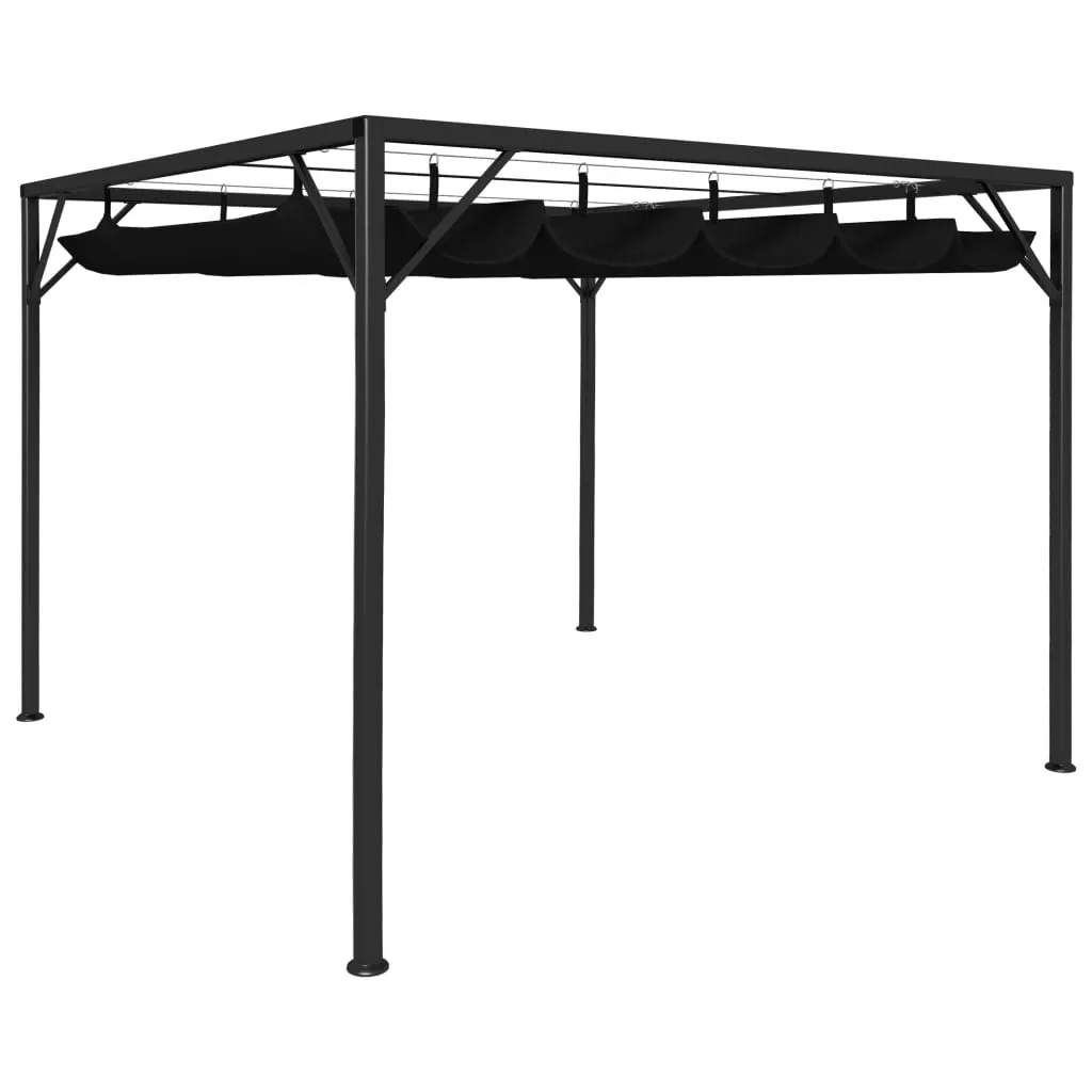 vidaXL Gazebo da Giardino con Tetto a Scomparsa 3x3 m Antracite