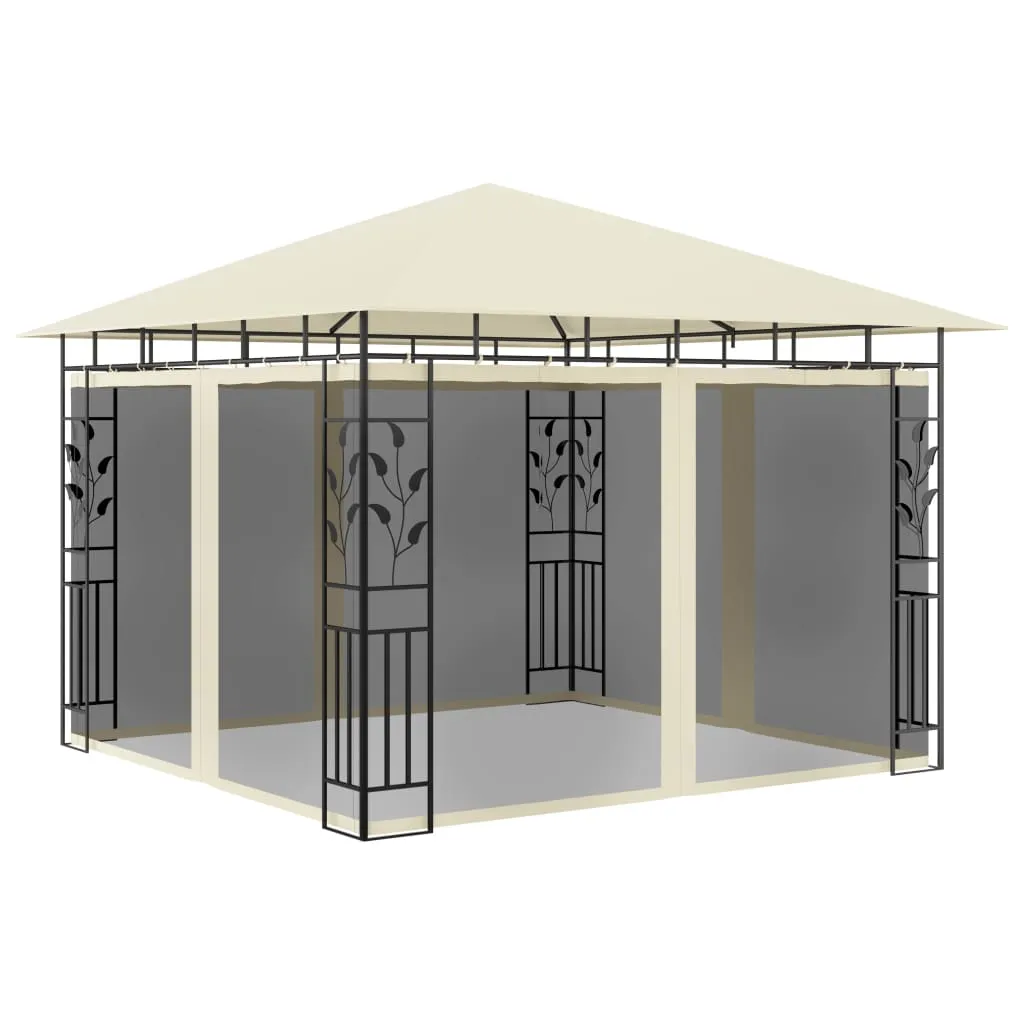 vidaXL Gazebo con Zanzariera 3x3x2,73 m Crema 180 g/m²