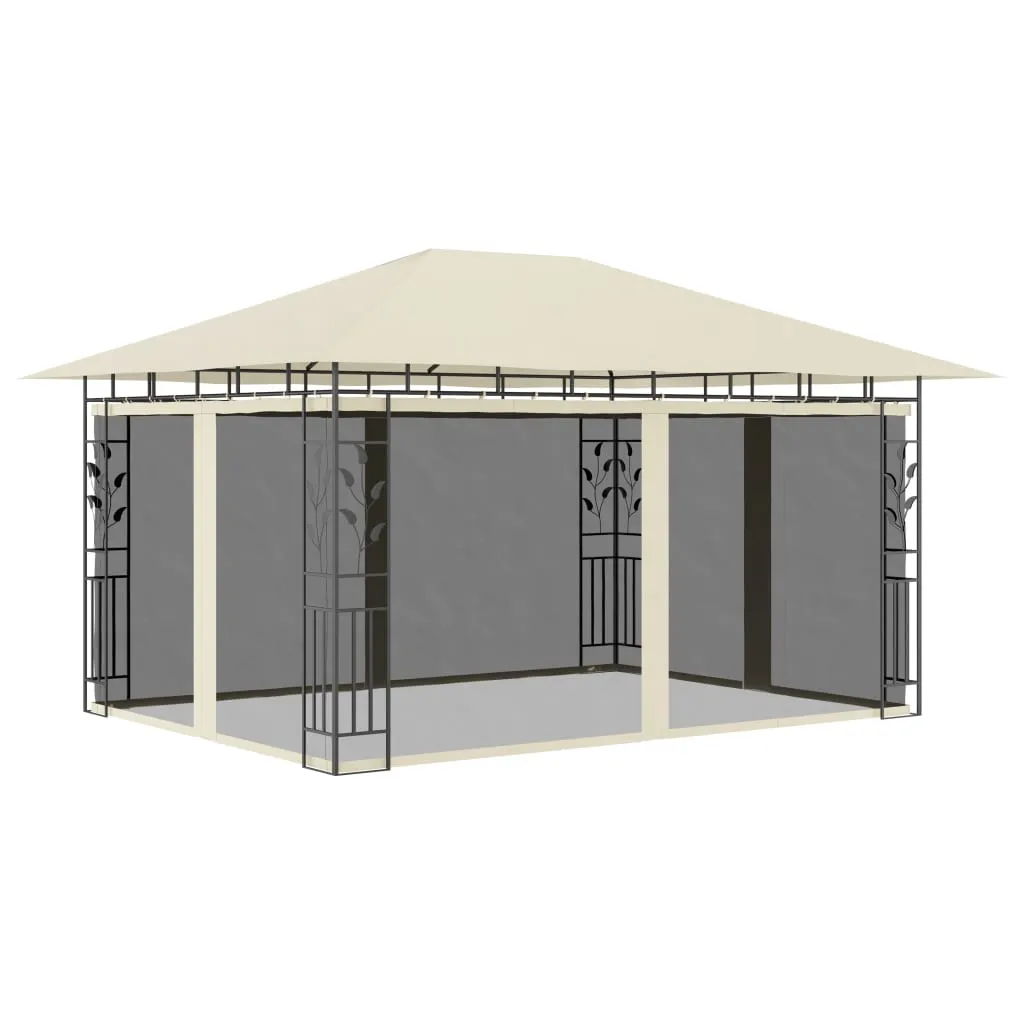 vidaXL Gazebo con Zanzariera 4x3x2,73 m Crema 180 g/m²