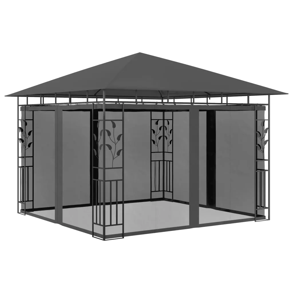 vidaXL Gazebo con Zanzariera 3x3x2,73 m Antracite 180 g/m²