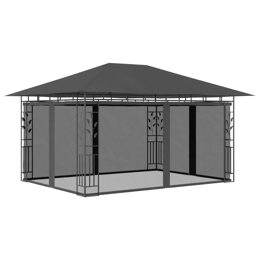 vidaXL Gazebo con Zanzariera 4x3x2,73 m Antracite 180 g/m²