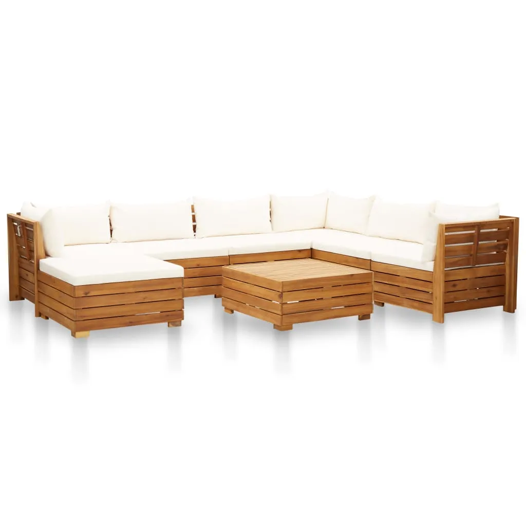 vidaXL Set Divani Giardino 8 pz con Cuscini Legno Acacia Bianco Crema