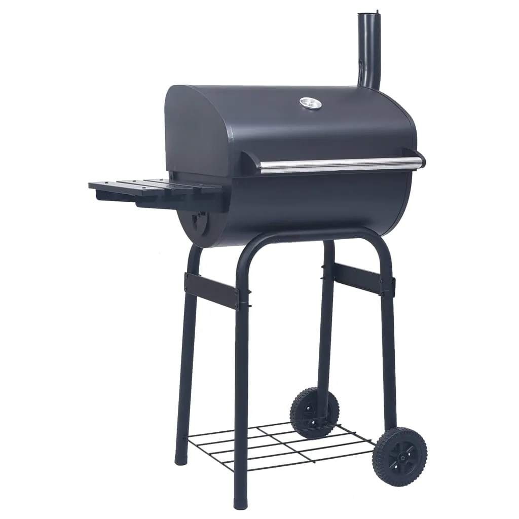 vidaXL Barbecue a Carbone con Affumicatore e Ripiano Basso Nero