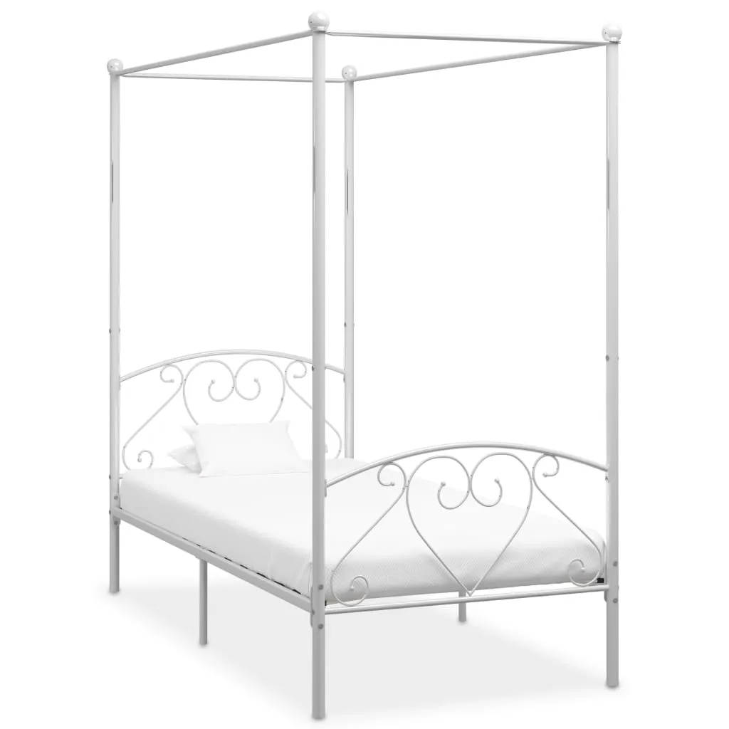 vidaXL Letto a Baldacchino Bianco in Metallo 90x200 cm