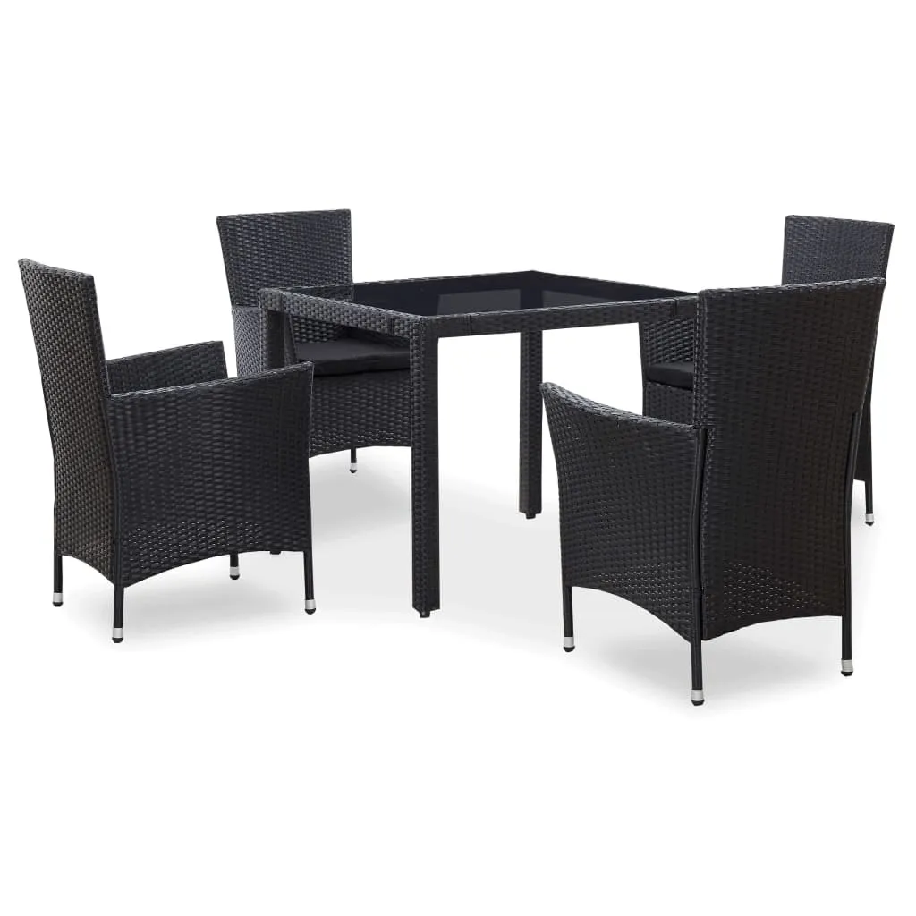 vidaXL Set da Pranzo da Giardino 5 pz in Polyrattan Nero