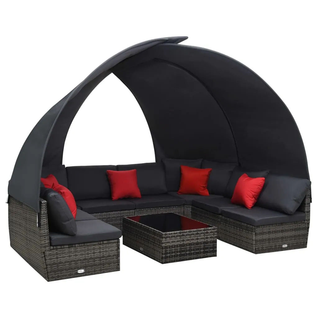 vidaXL Set Divano Giardino 9 pz e Baldacchino in Polyrattan Antracite