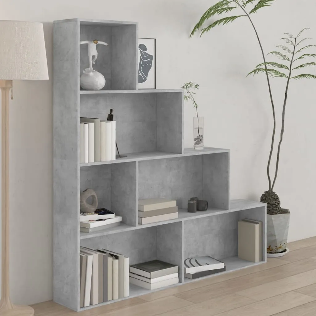 vidaXL Libreria/Divisorio Grigio Cemento 155x24x160 Legno Multistrato