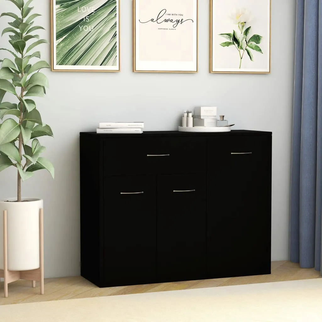 vidaXL Credenza Nera 88x30x70 cm in Legno Multistrato