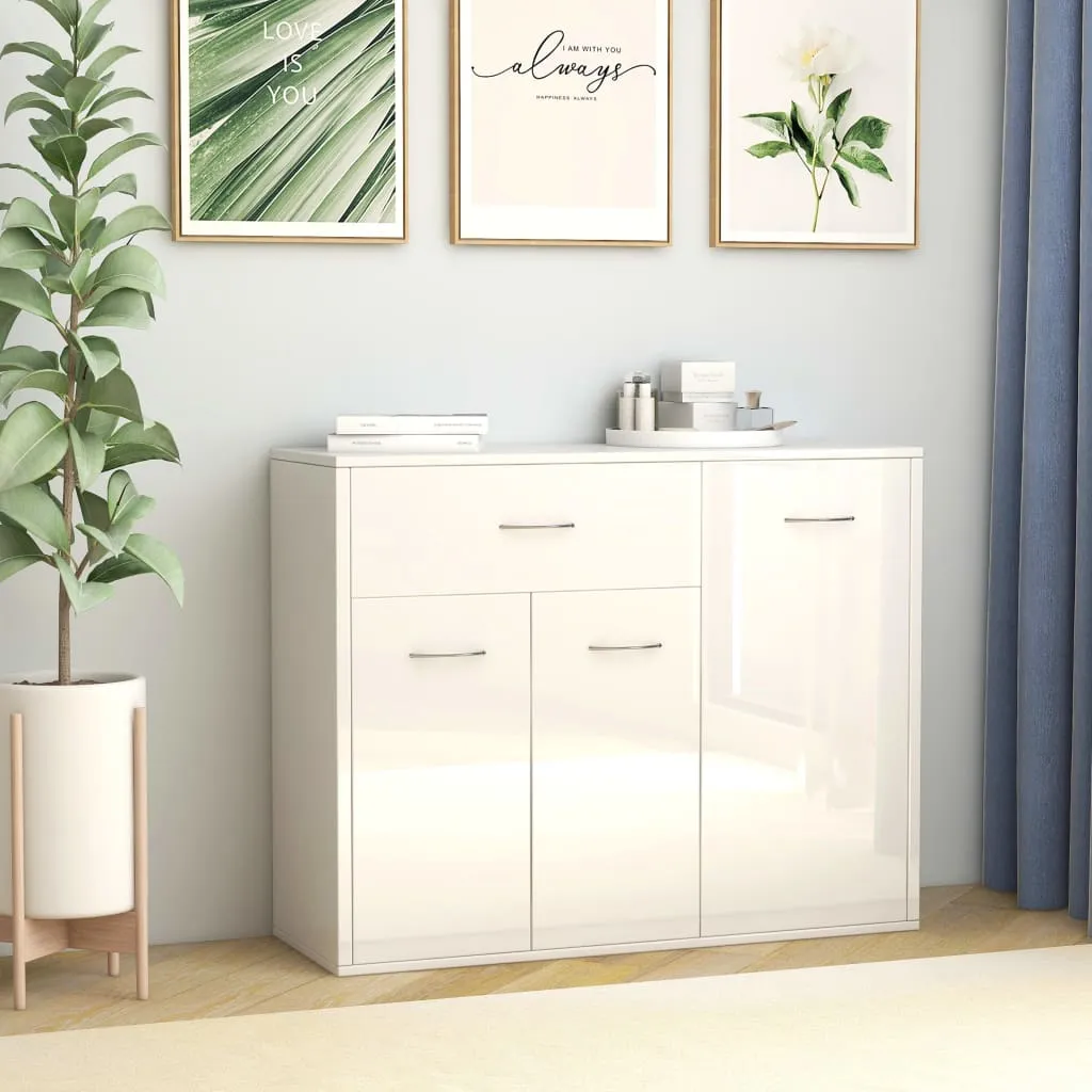 vidaXL Credenza Bianco Lucido 88x30x70 cm in Legno Multistrato