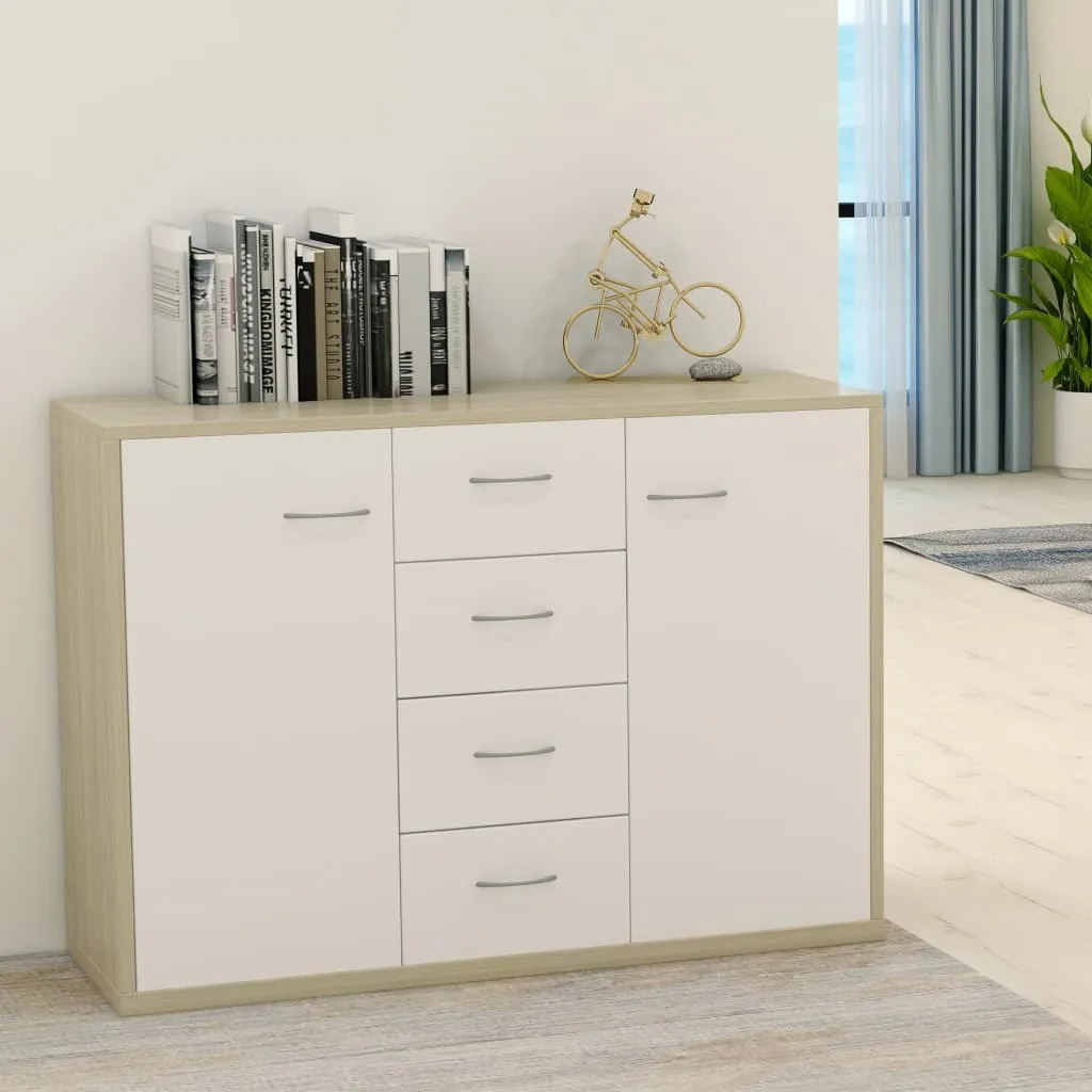 vidaXL Credenza Bianca e Rovere Sonoma 88x30x65cm in Legno Multistrato