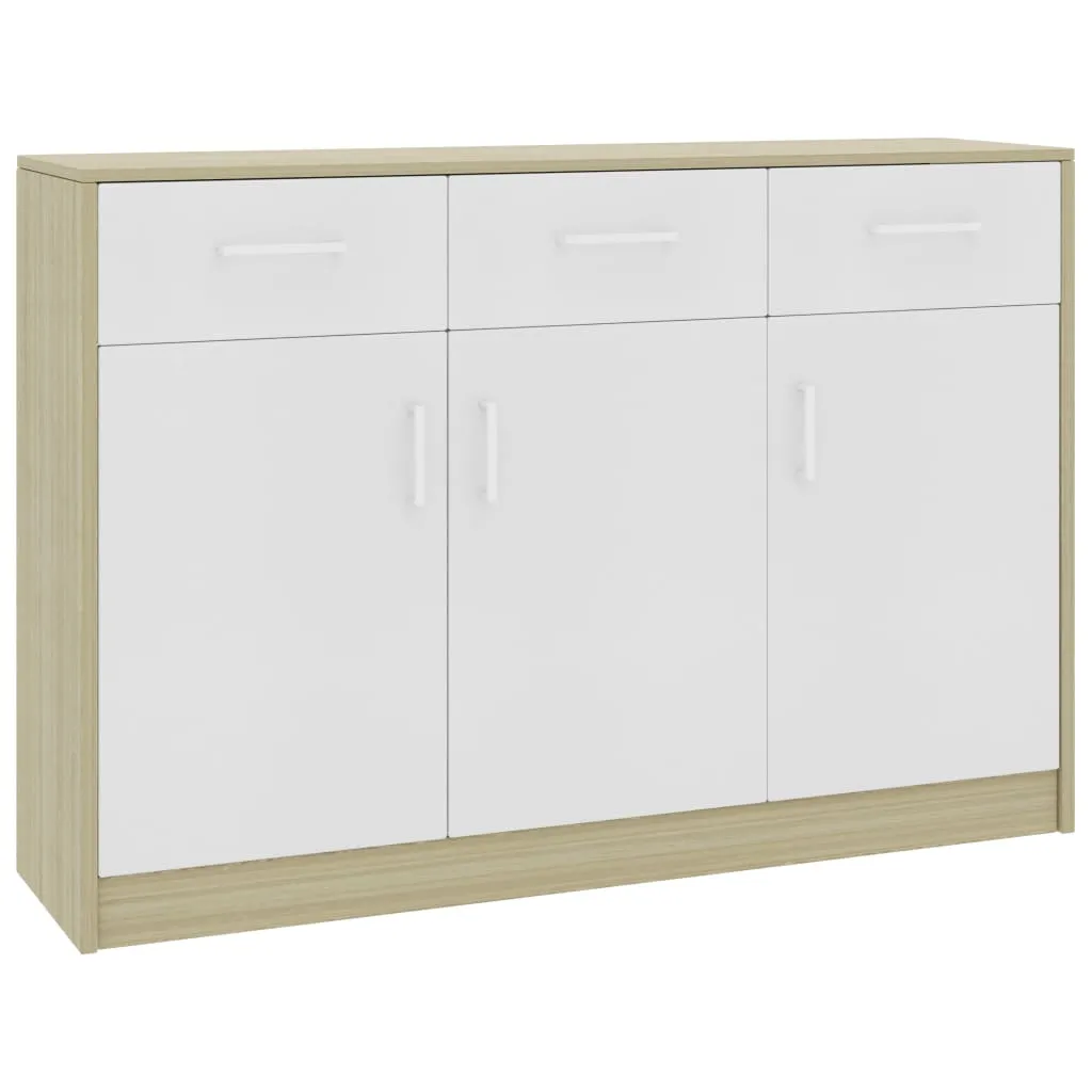 vidaXL Credenza Bianca e Rovere Sonoma 110x30x75 cm Legno Multistrato