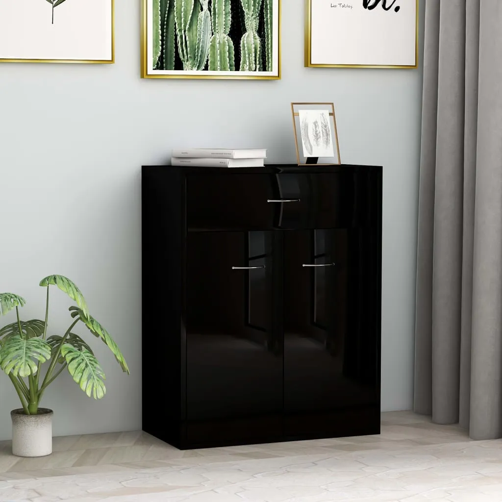 vidaXL Credenza Nero Lucido 60x30x75 cm in Legno Multistrato