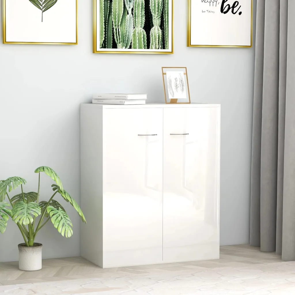 vidaXL Credenza Bianco Lucido 60x30x75 cm in Legno Multistrato