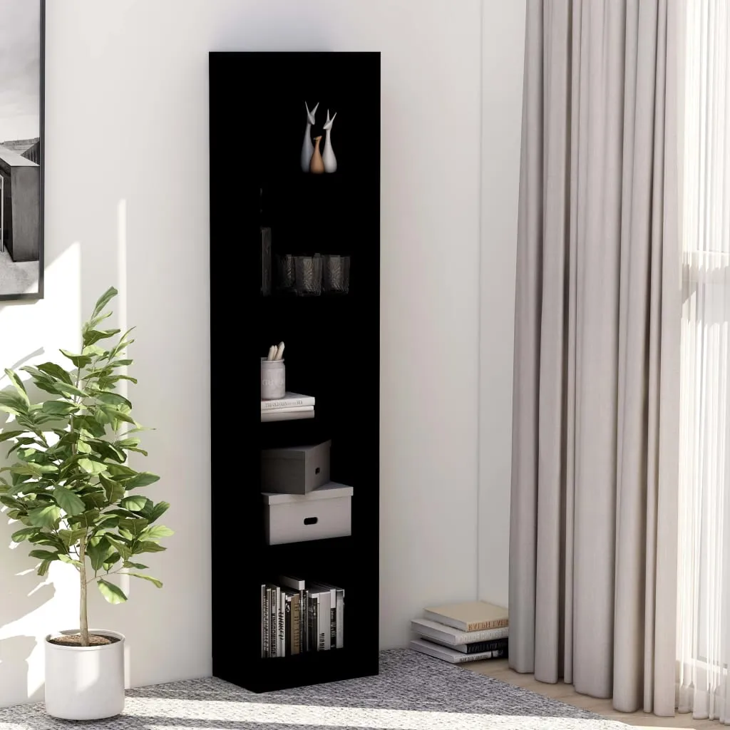 vidaXL Libreria a 5 Ripiani Nera 40x24x175 cm in Legno Multistrato