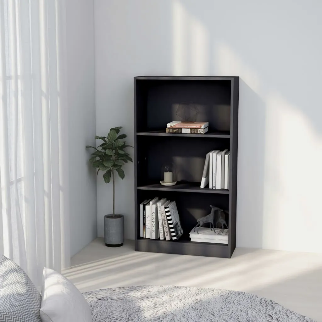 vidaXL Libreria a 3 Ripiani Grigia 60x24x109 cm in Legno Multistrato