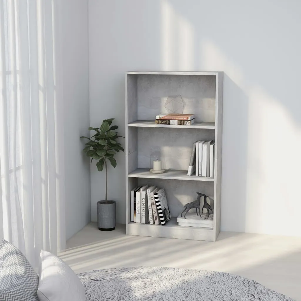 vidaXL Libreria a 3 Ripiani Cemento 60x24x109 cm in Legno Multistrato