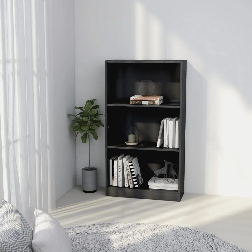 vidaXL Libreria 3 Ripiani Grigio Lucido 60x24x109 cm Legno Multistrato