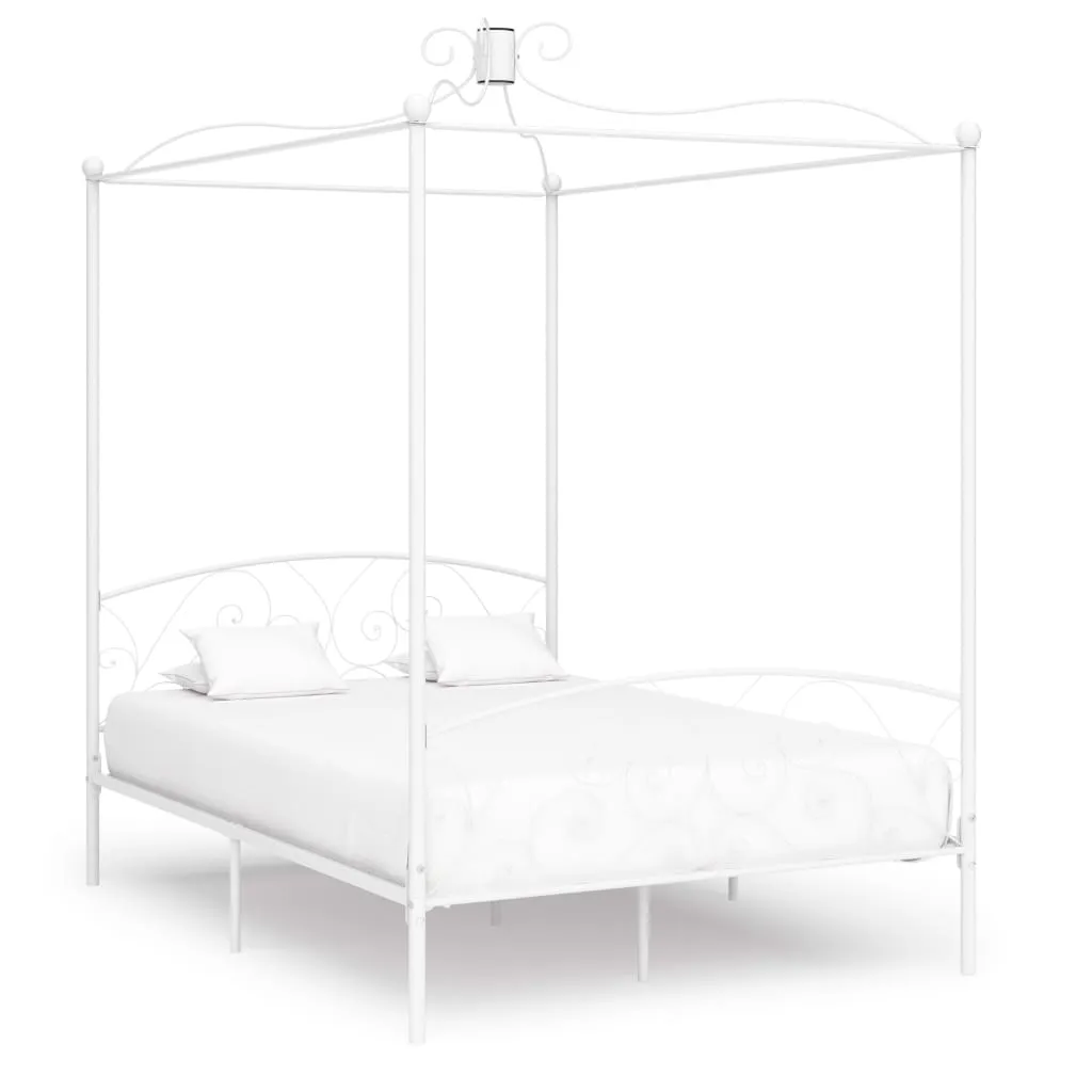 vidaXL Letto a Baldacchino Bianco in Metallo 120x200 cm