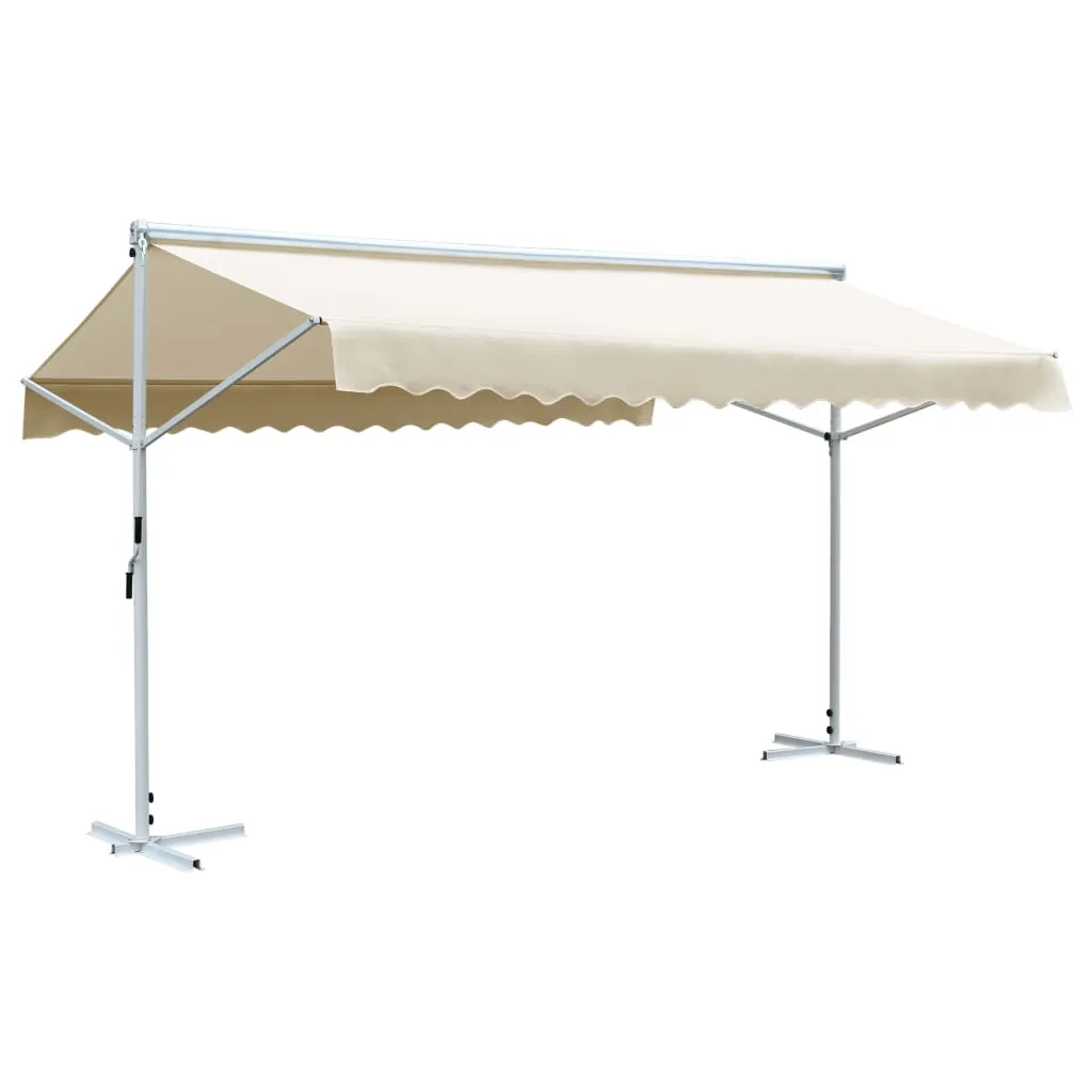 vidaXL Tenda Parasole con Piedistallo 500x300 cm Crema