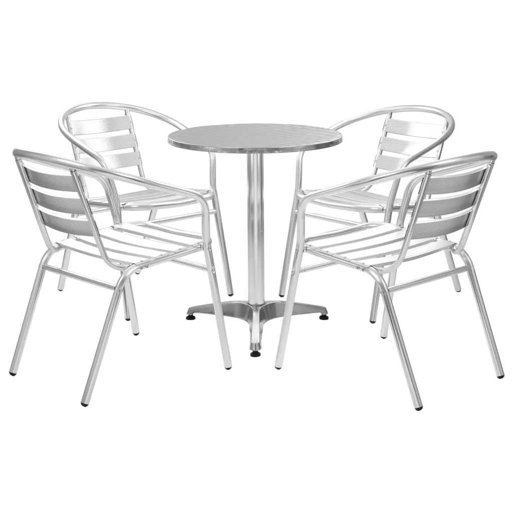 vidaXL Set da Pranzo da Giardino 5 pz in Alluminio Argento