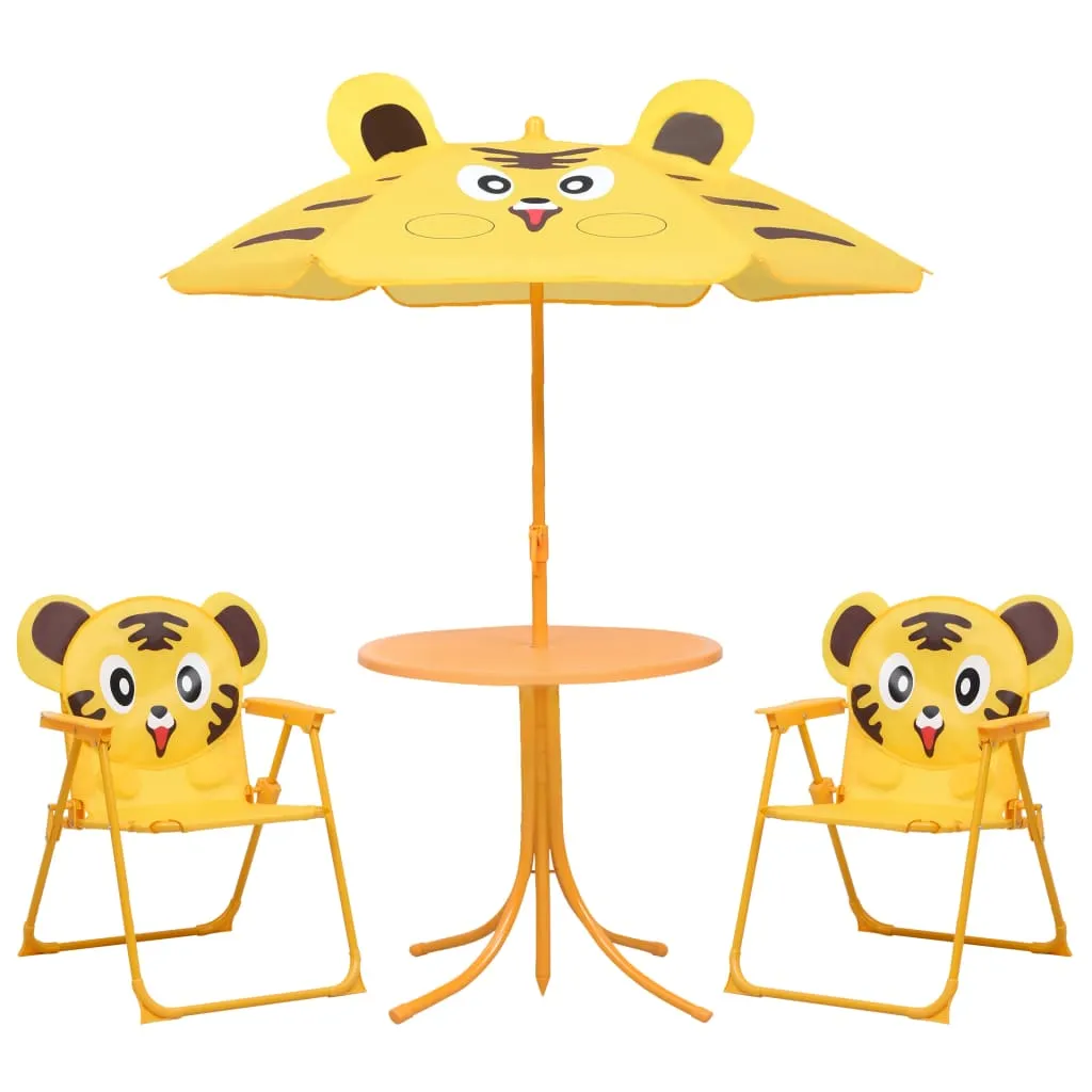 vidaXL Set da Bistrot da Giardino per Bambini con Ombrellone Giallo