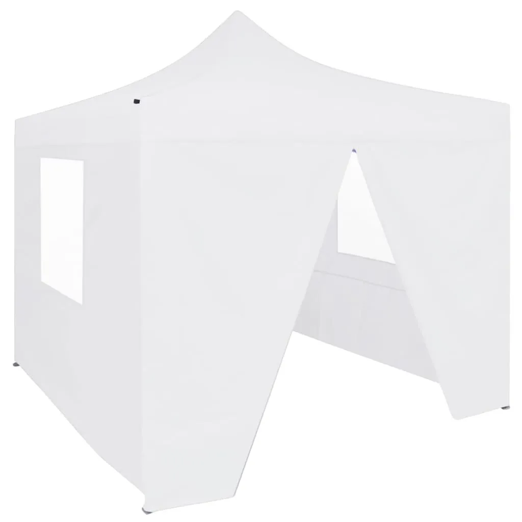 vidaXL Gazebo Pieghevole Professionale 4 Pareti 3x3 m Acciaio Bianco