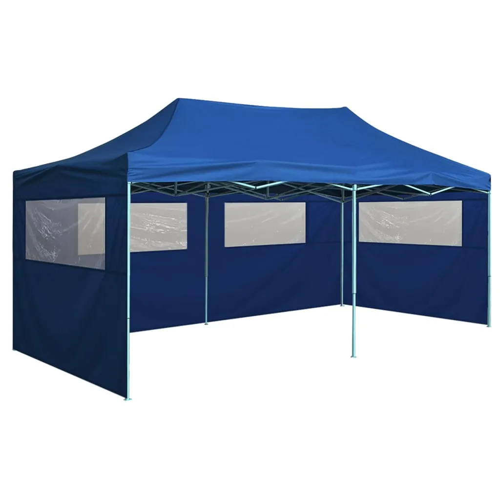 vidaXL Gazebo Pieghevole con 4 Pareti 3x6m Acciaio Blu