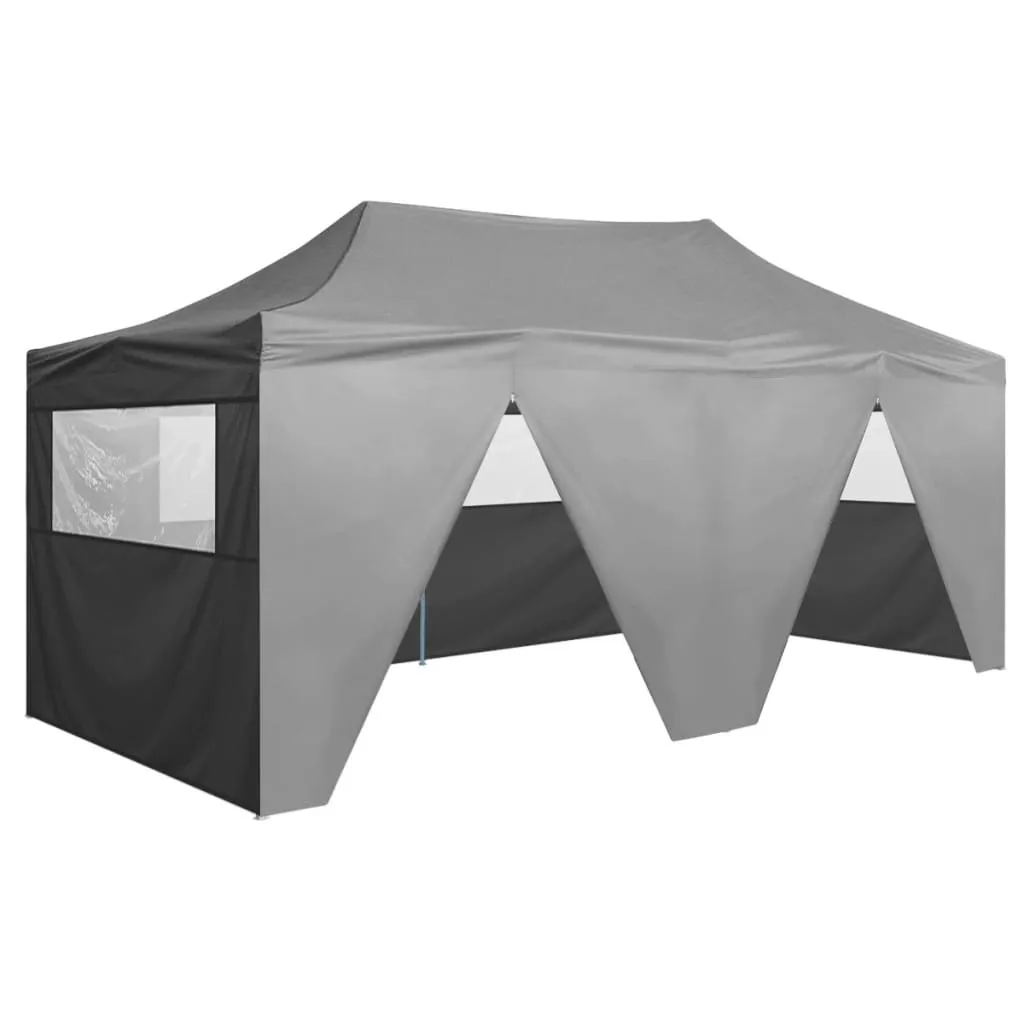 vidaXL Gazebo Pieghevole con 4 Pareti 3x6m Acciaio Antracite