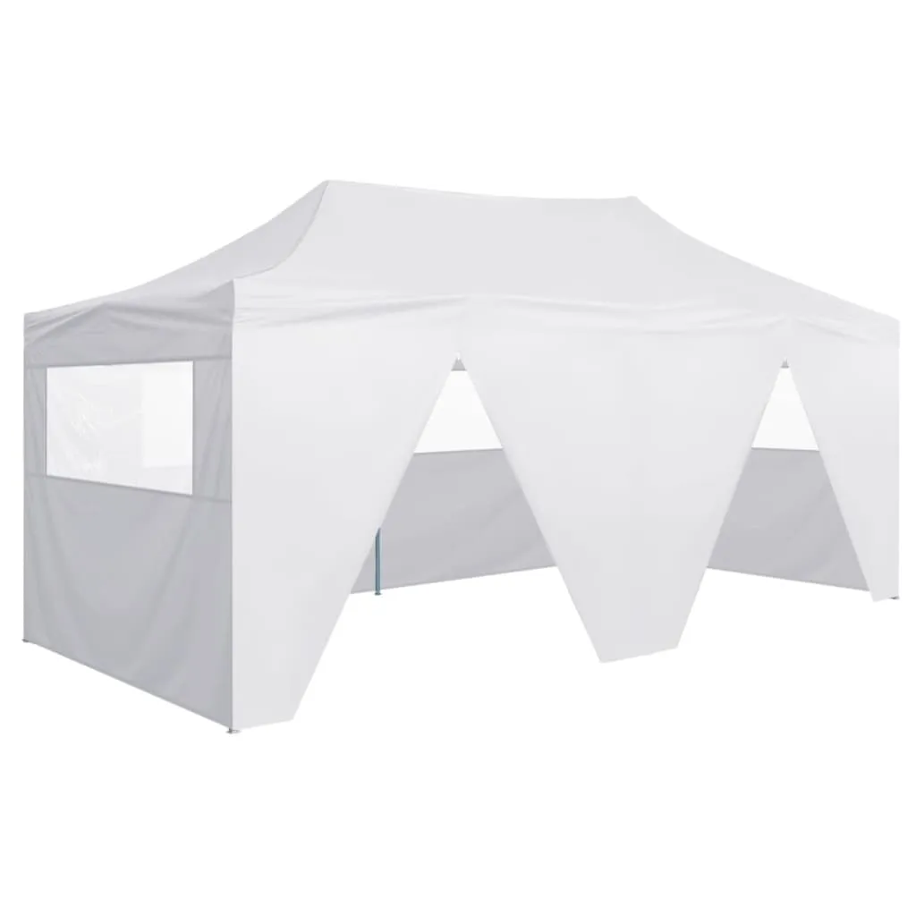 vidaXL Gazebo Pieghevole con 4 Pareti 3x6 m Acciaio Bianco