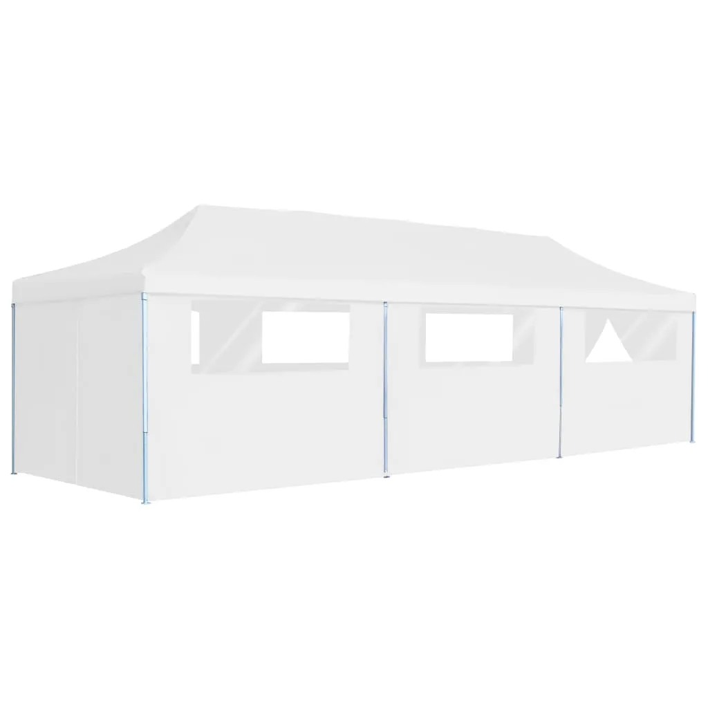 vidaXL Tenda Pieghevole Pop-Up con 8 Pareti Laterali 3x9 m Bianca