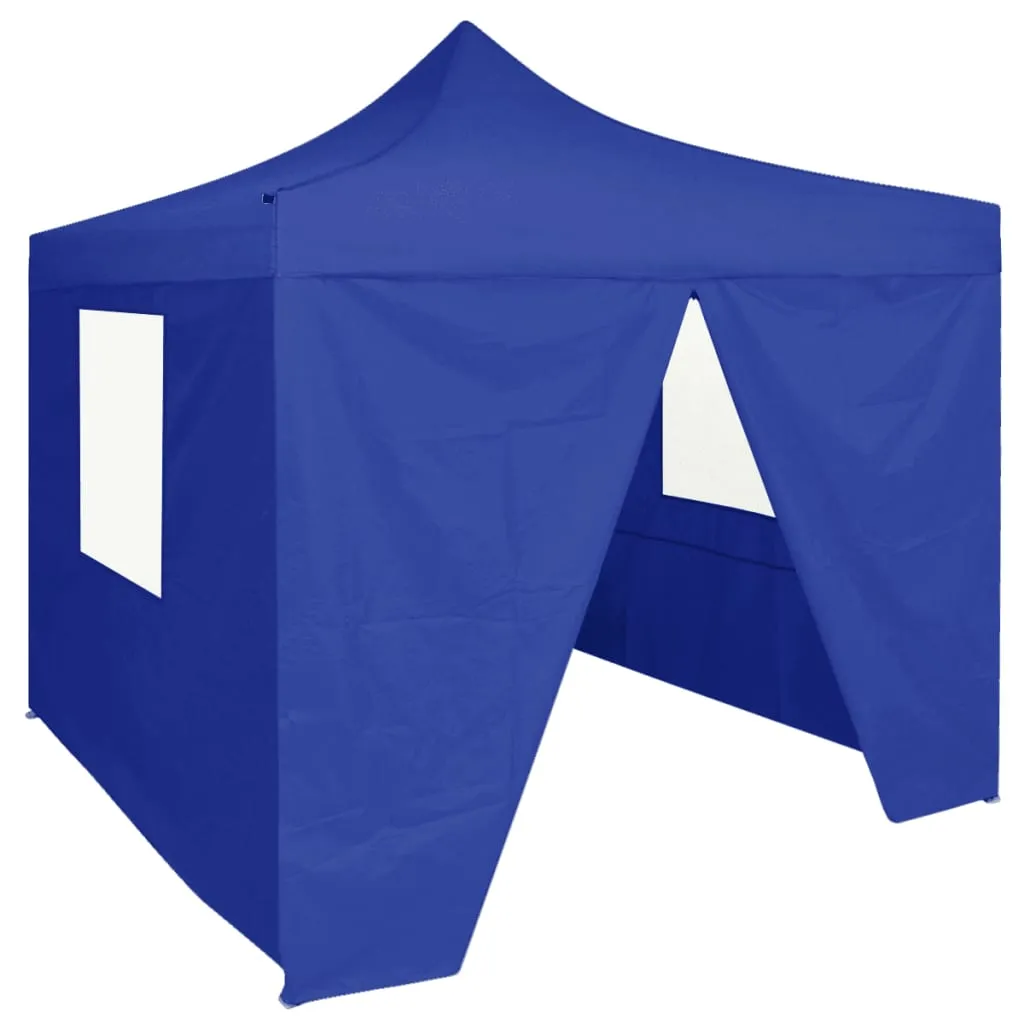 vidaXL Gazebo Pieghevole Professionale 4 Pareti 2x2m Acciaio Blu