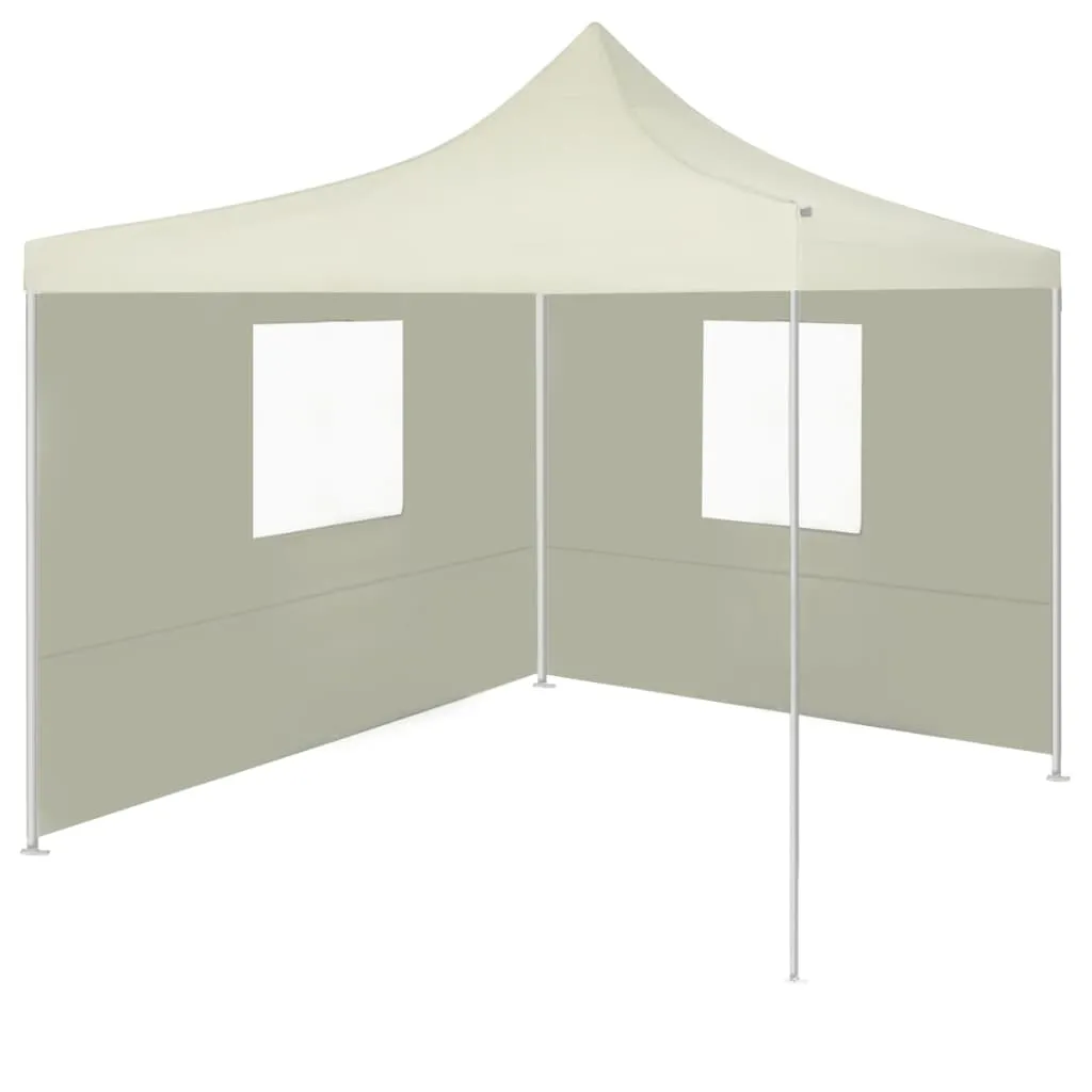 vidaXL Gazebo Professionale Pieghevole con 2 Pareti 2x2m Acciaio Crema