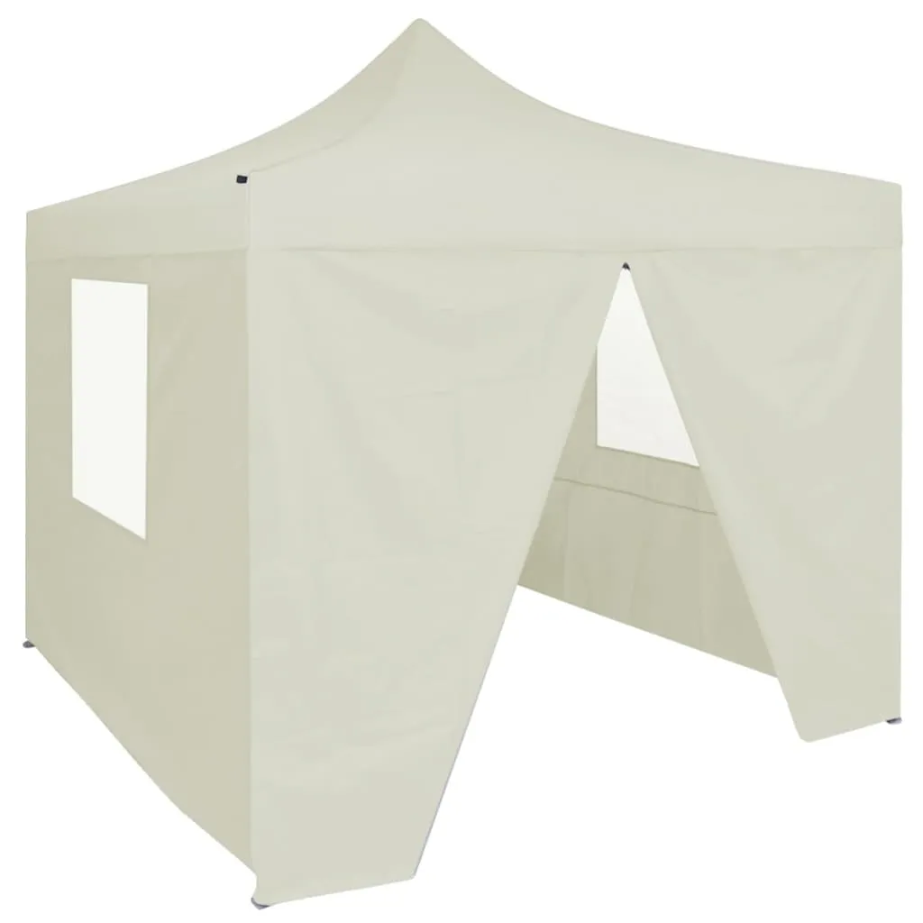 vidaXL Gazebo Professionale Pieghevole con 4 Pareti 2x2m Acciaio Crema