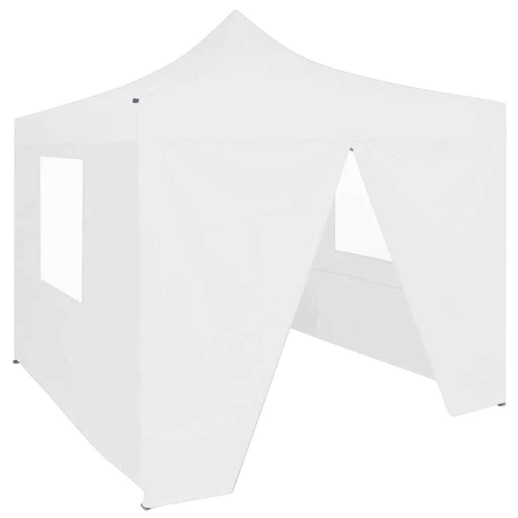 vidaXL Gazebo Pieghevole Professionale 4 Pareti 2x2m Acciaio Bianco