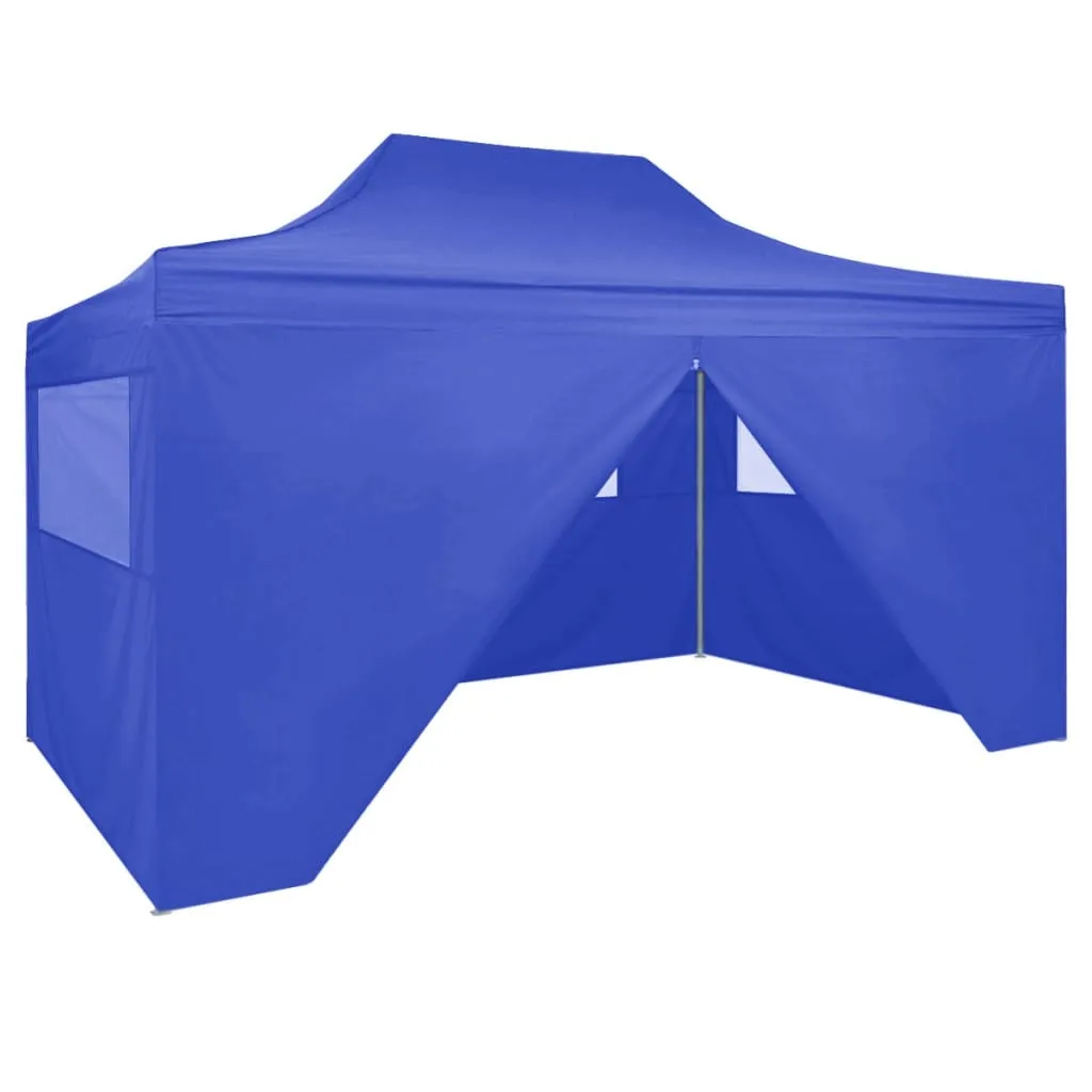 vidaXL Gazebo Professionale Pieghevole con 4 Pareti 3x4m Acciaio Blu