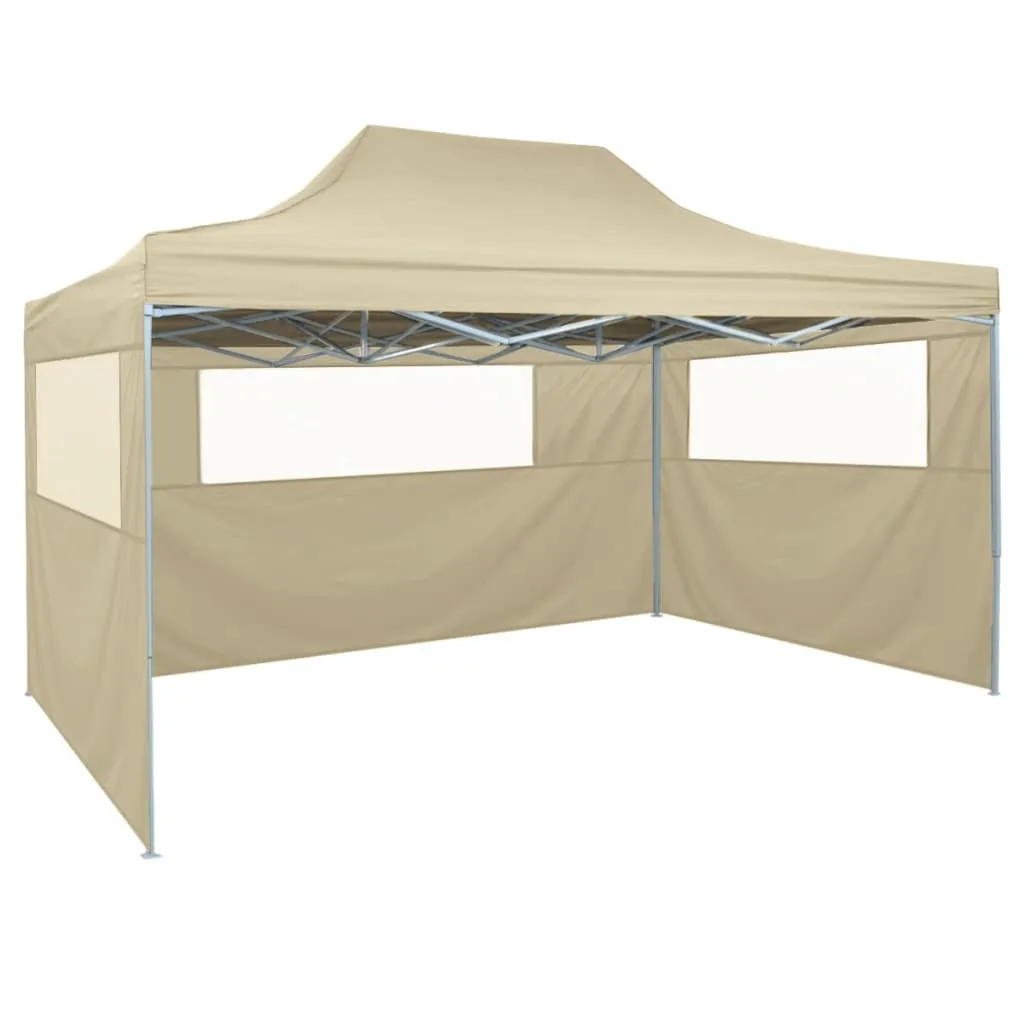 vidaXL Gazebo Professionale Pieghevole con 3 Pareti 3x4m Acciaio Crema