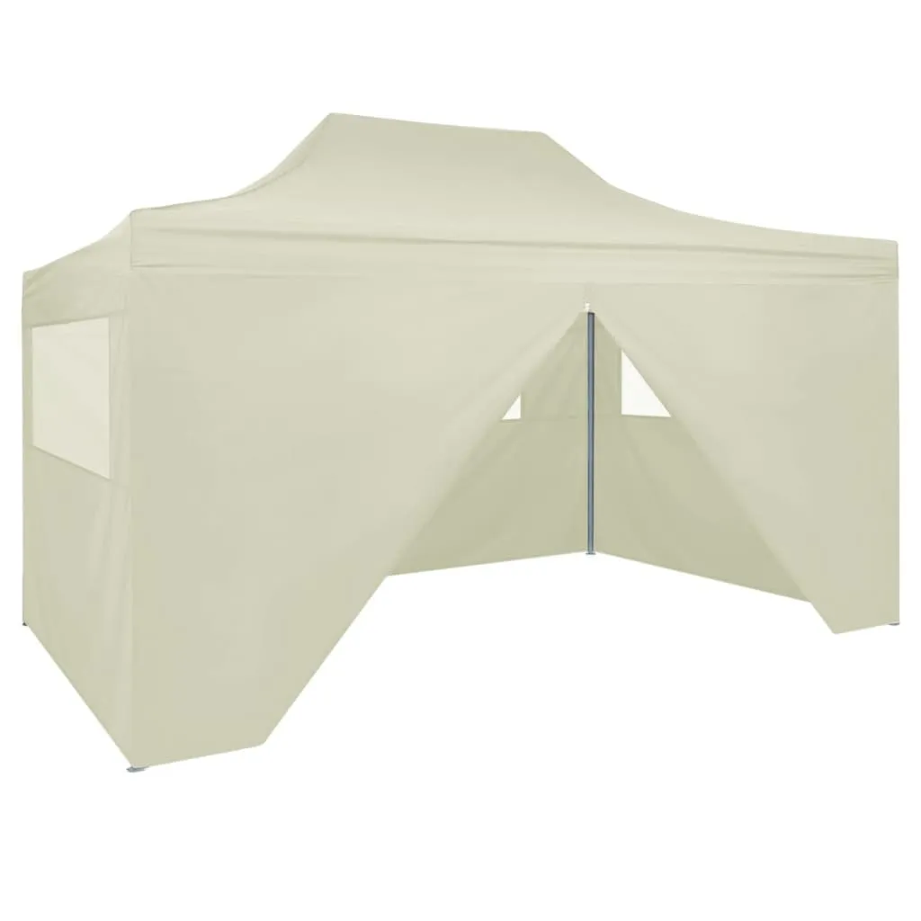 vidaXL Gazebo Professionale Pieghevole con 4 Pareti 3x4m Acciaio Crema